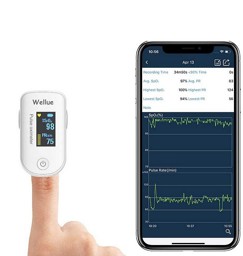 Picture of Fingertip pulse oximeter Wellue FS20F with OLED display, Bluetooth-Version
