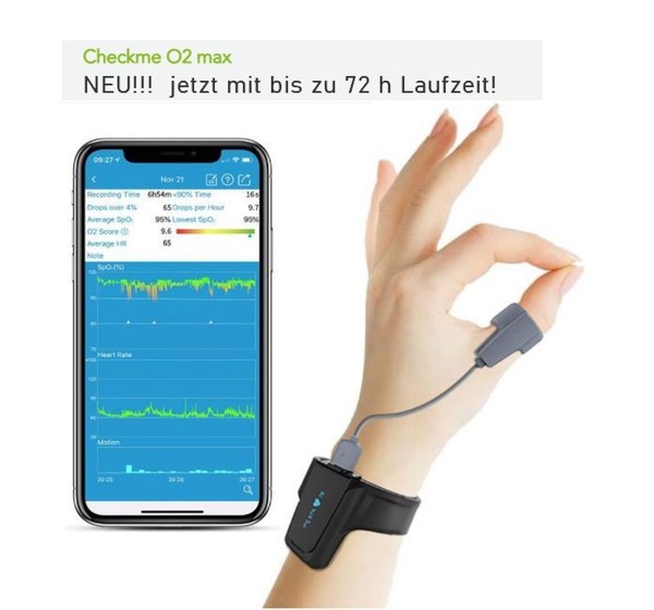 Check Me O2 Max Infant Sensor Viatom Checkme™ O2 Max - Langzeit Handgelenk Pulsoximeter (bis zu 72h ...