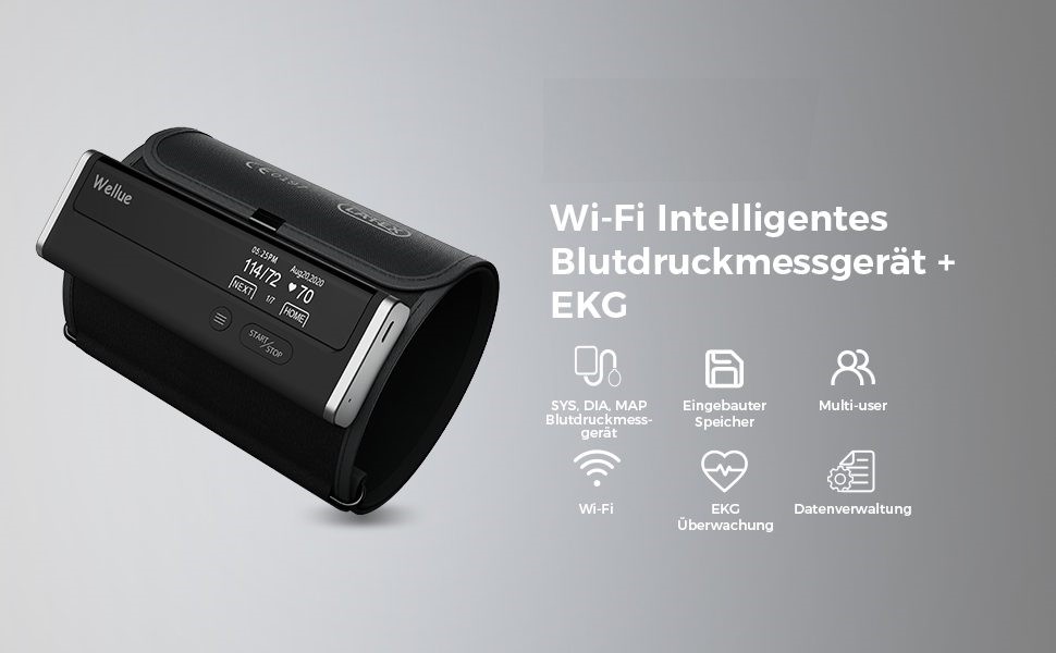 Wellue Armfit Plus Bluetooth Blood Pressure Monitor with AI EKG