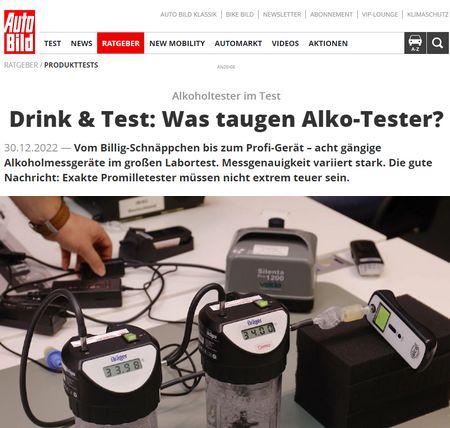 Auszeichnung für Alkoholtester von Trendmedic bei AutoBild und Stern