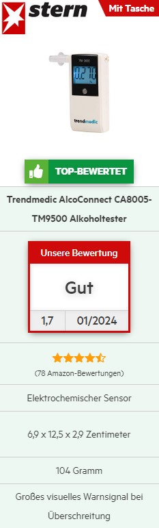 Alkoholtester TM-1000 inkl. 25 Zusatz-Mundstücke-Healthcare  medizinische  Therapie- und Messgeräte für zuhause online kaufen bei Trendmedic