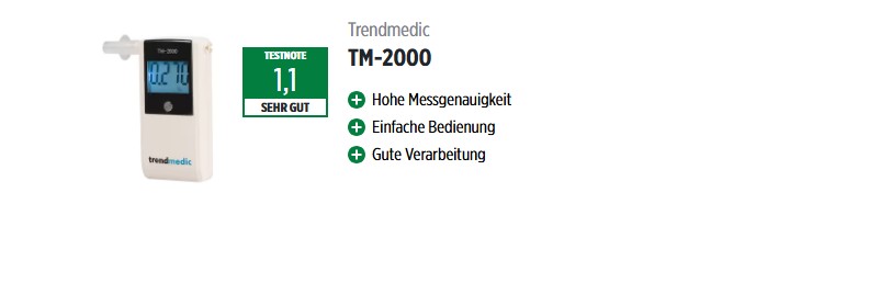 Trendmedic TM-2000 mit Testnote 1,1, hohe Messgenauigkeit, einfache Bedienung, gute Verarbeitung