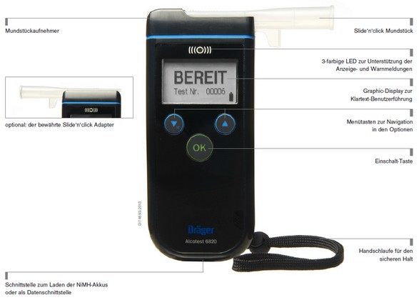 Alkoholtester Dräger Alcotest 7000 (Standard) + 25 Mundstücke